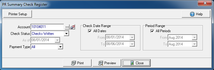 Pr Check Print PR Check Register