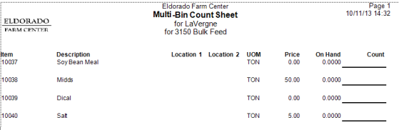 Print Multi-Bin Count Sheets