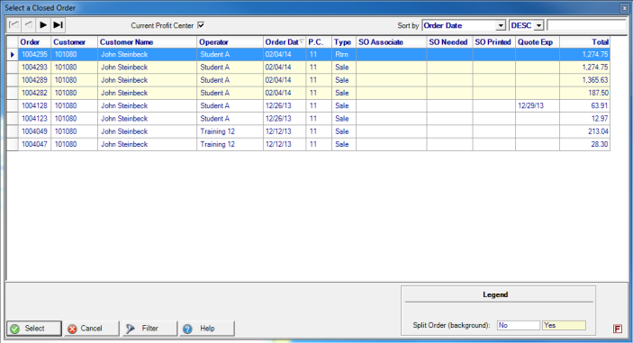 Closed Feed Orders