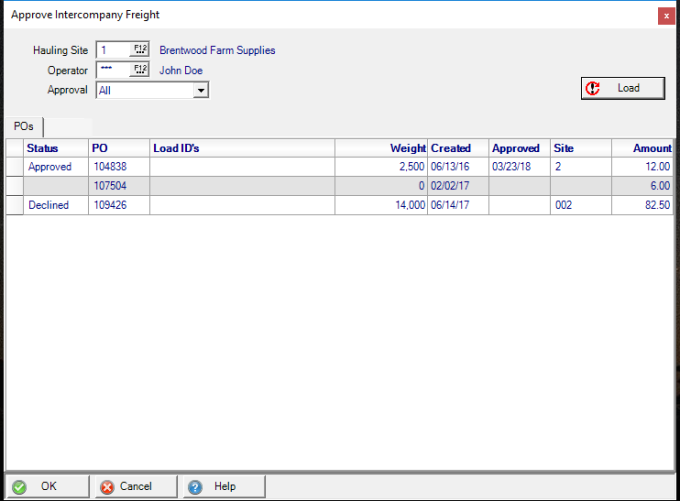 Use Intercompany Freight on Purchase Orders