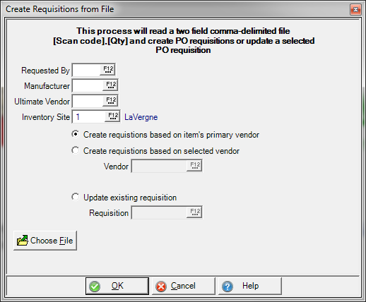 Create Requisitions from File