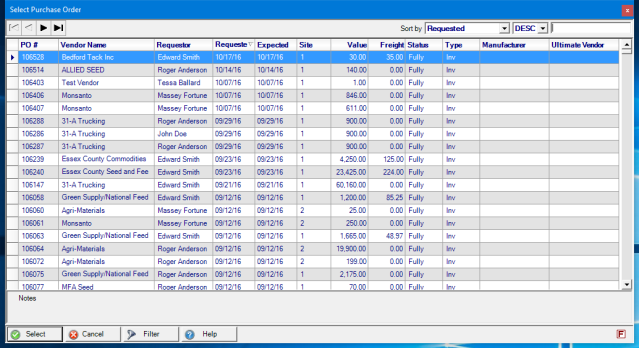 Access Closed Purchase Orders