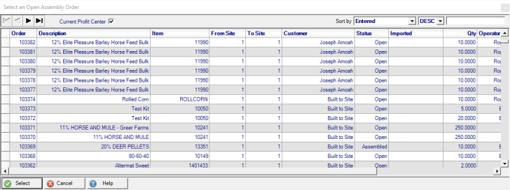 Access Open Assembly Orders