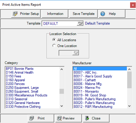 Active Items Report